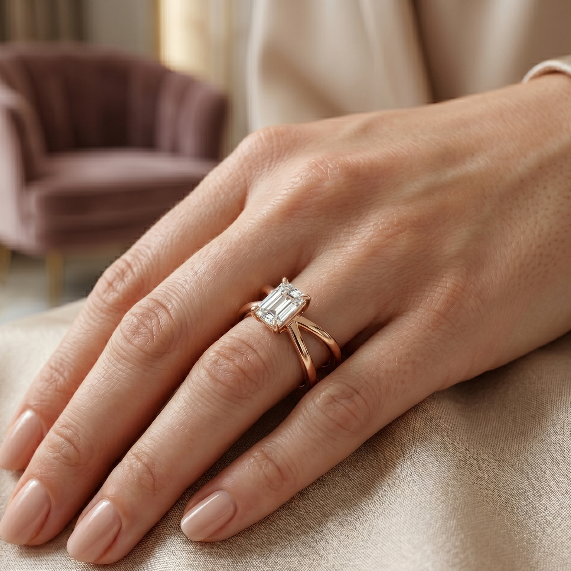 Criss-Cross Ring - Emerald 0.5ct