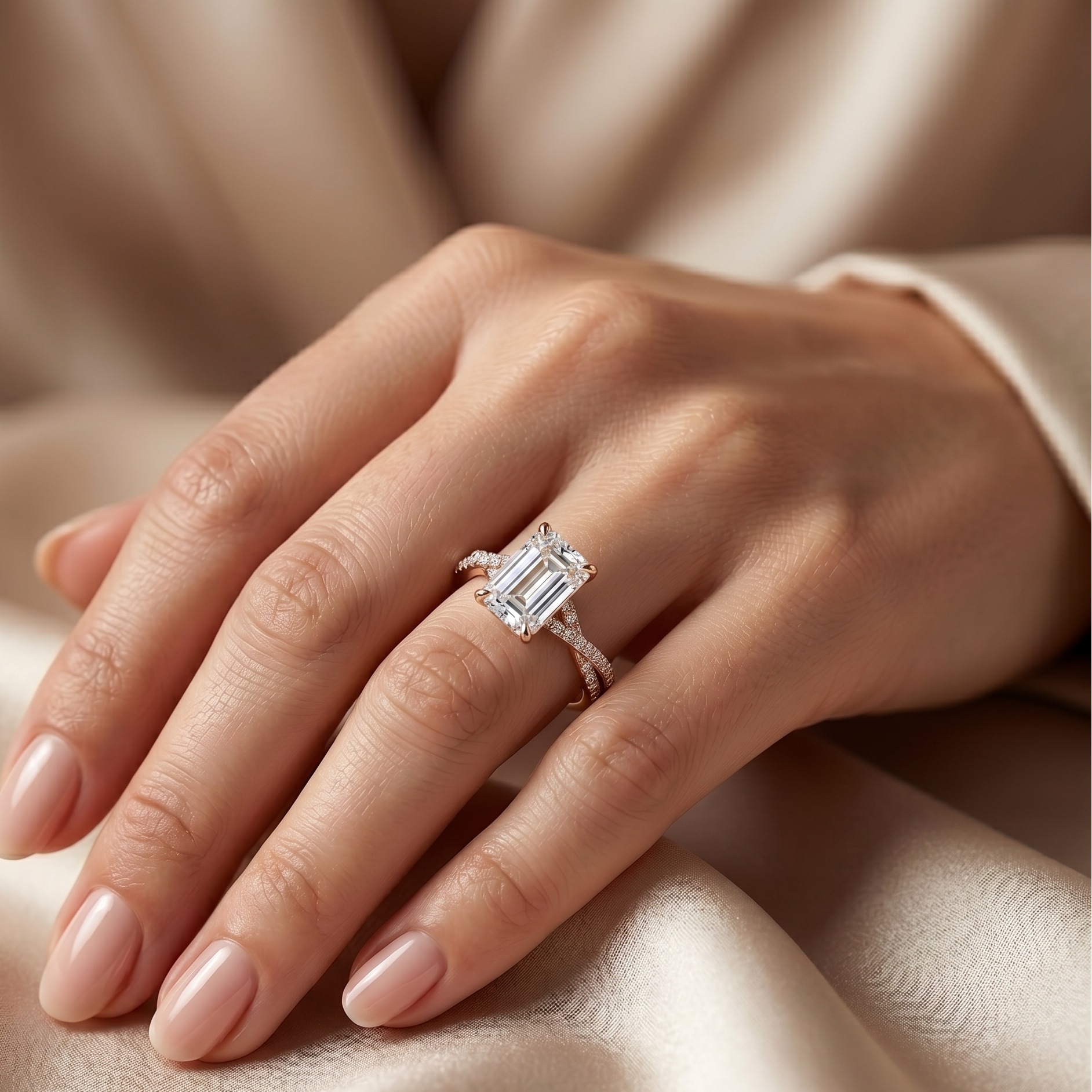 Twist Solitaire Ring - Emerald 1.5ct