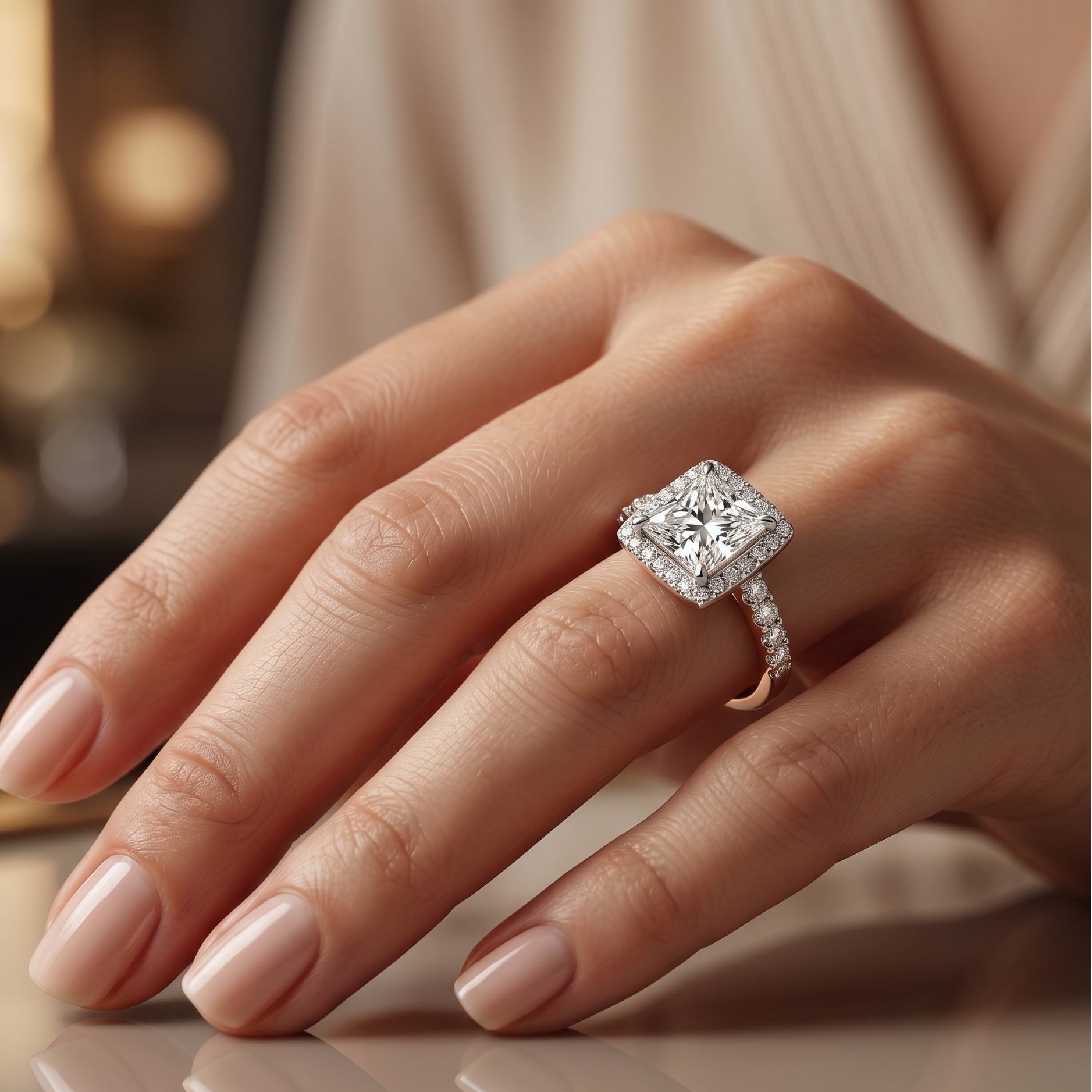 Princess Halo Ring - 1.5ct