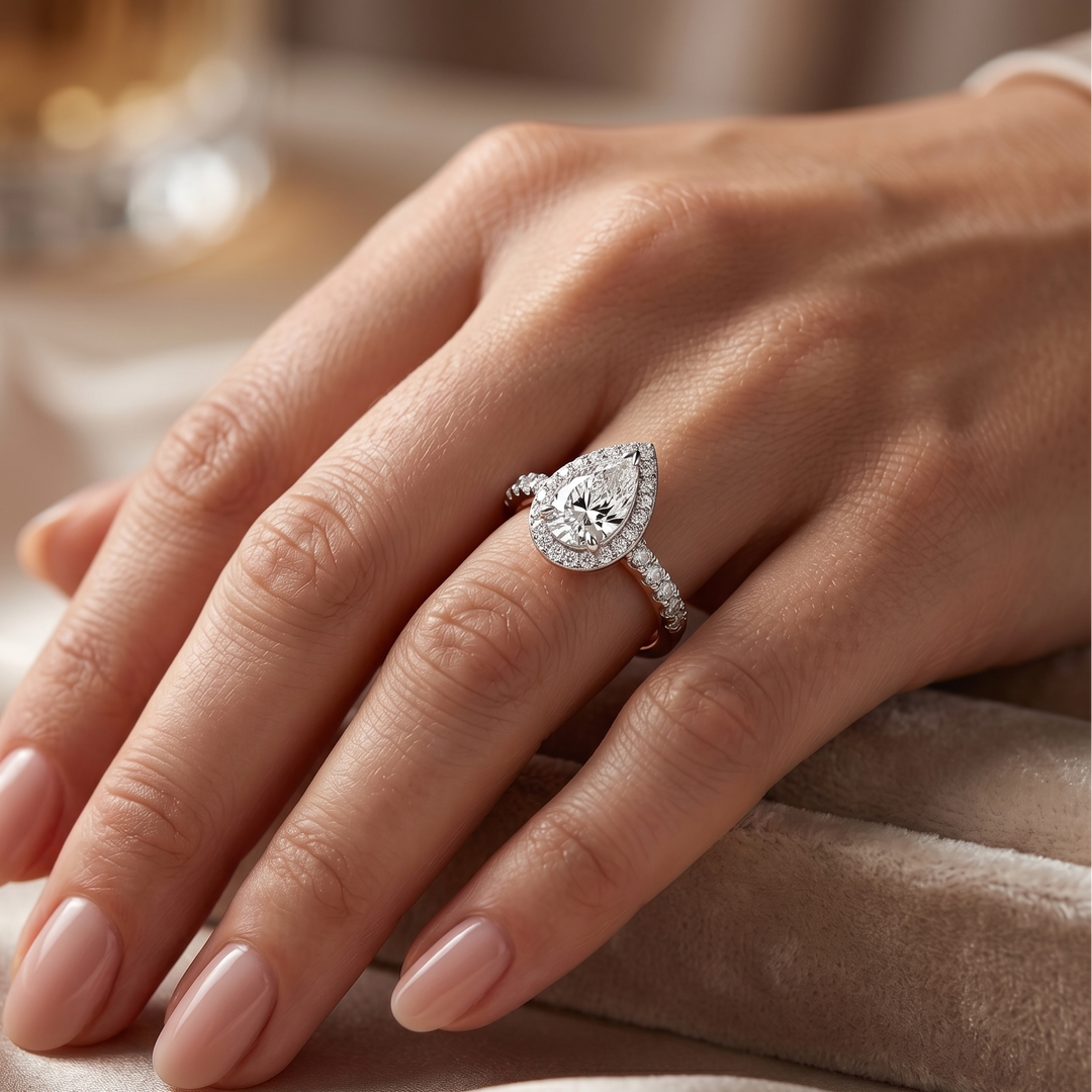 Pear Halo Ring - 1.5ct