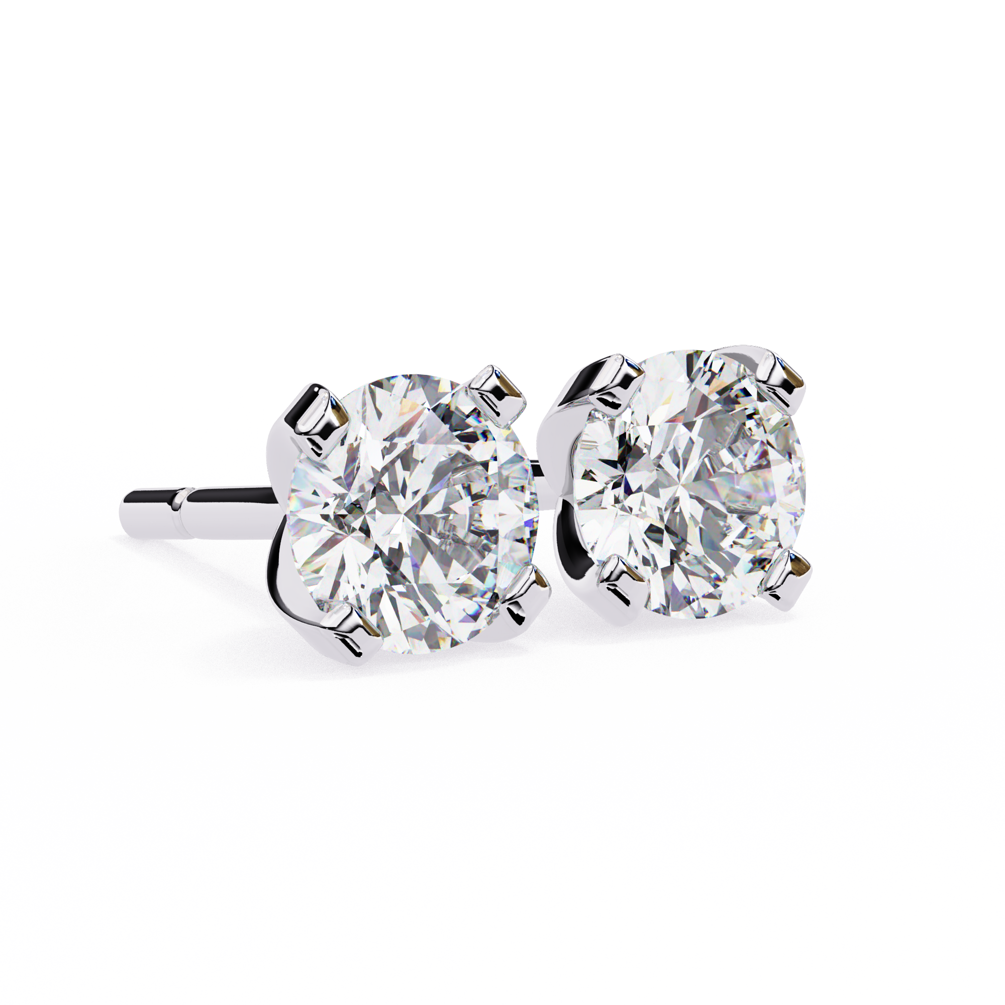 2.5 cts Round studs - 4 prong setting
