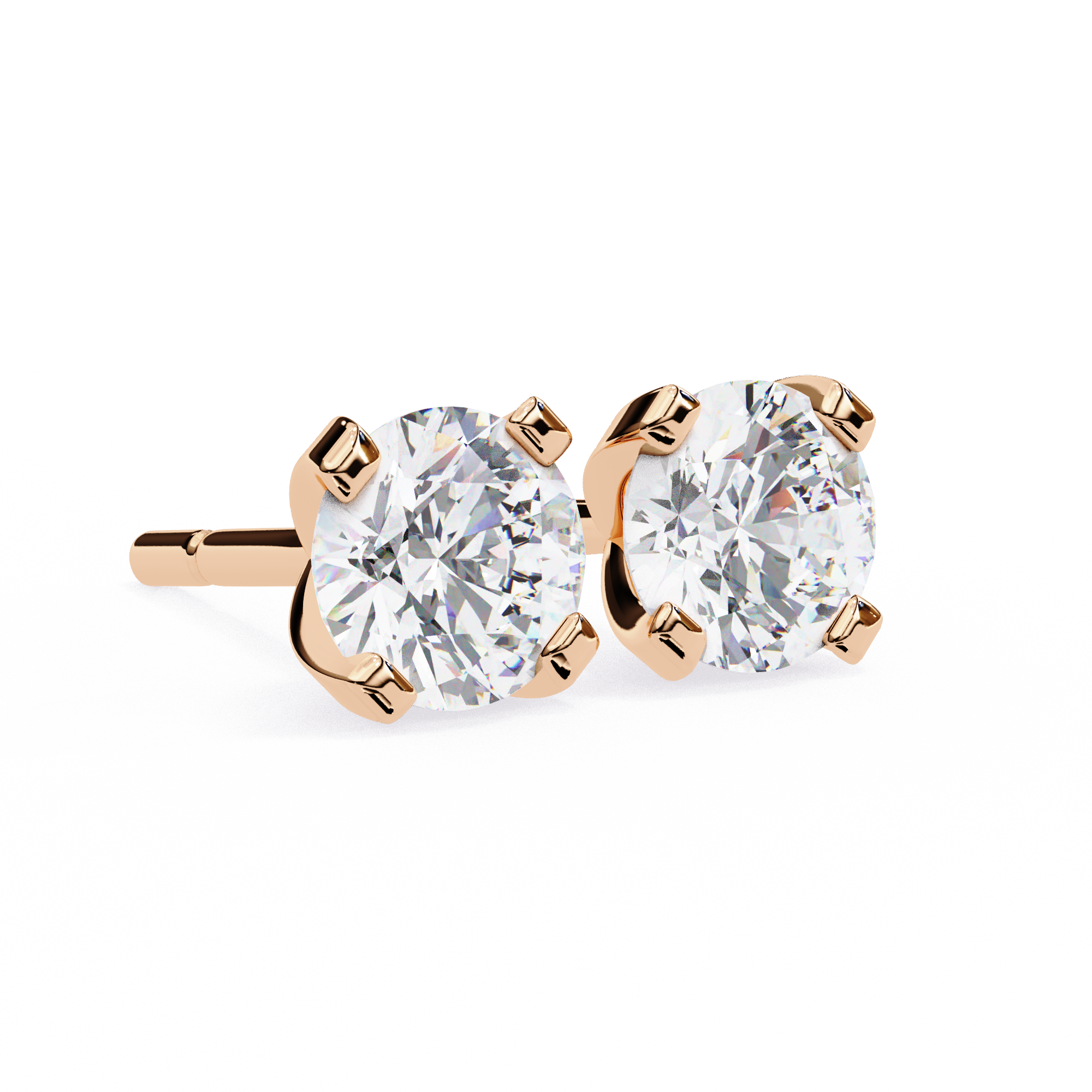 2.5 cts Round studs - 4 prong setting