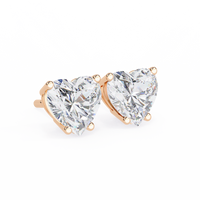 2.5 ct Heart studs - 4 prong setting