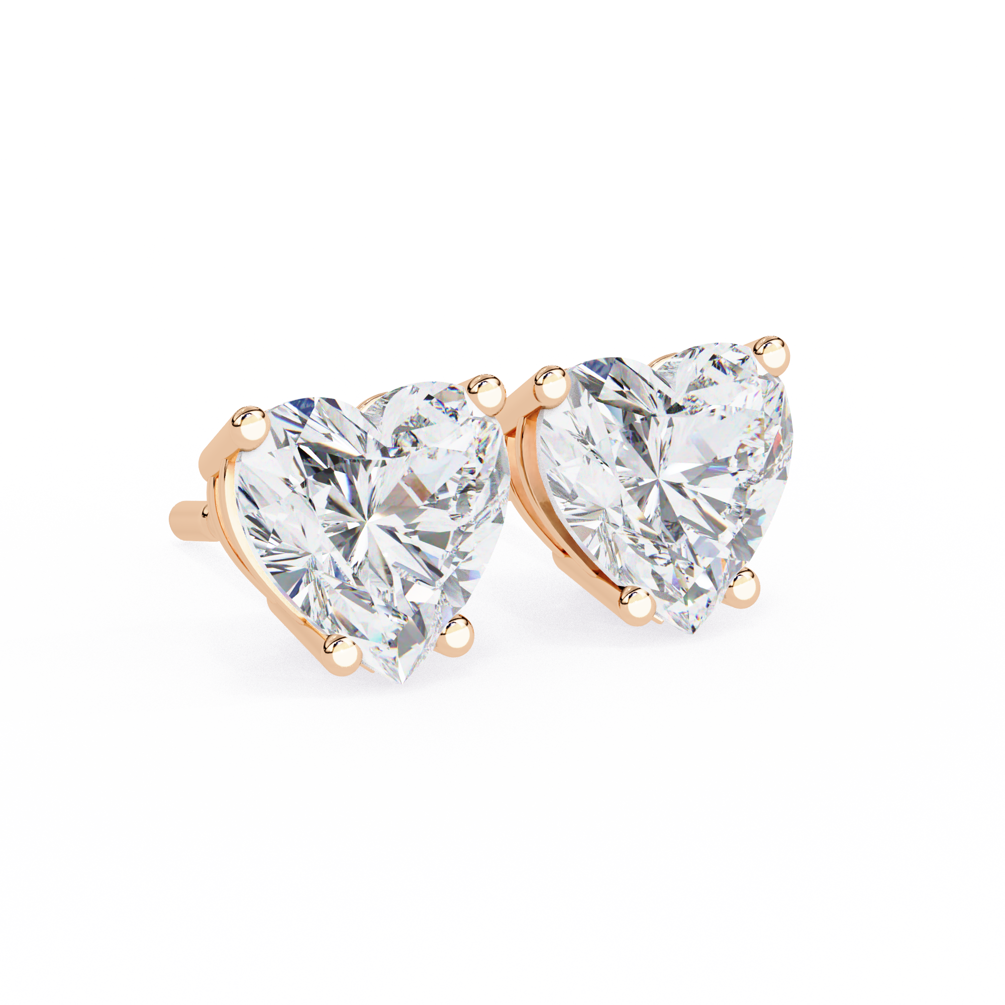 2.5 ct Heart studs - 4 prong setting