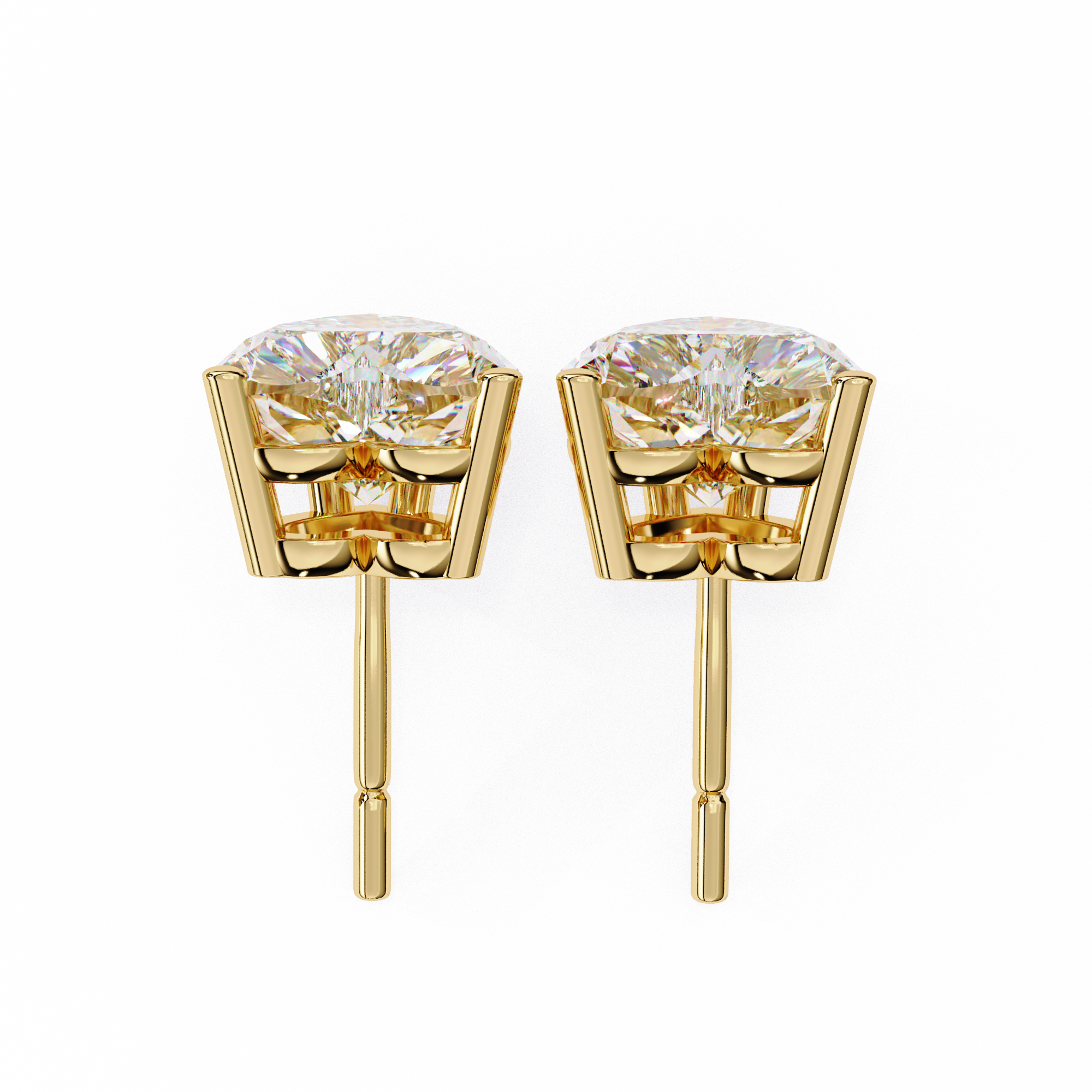 2.5 ct Heart studs - 4 prong setting
