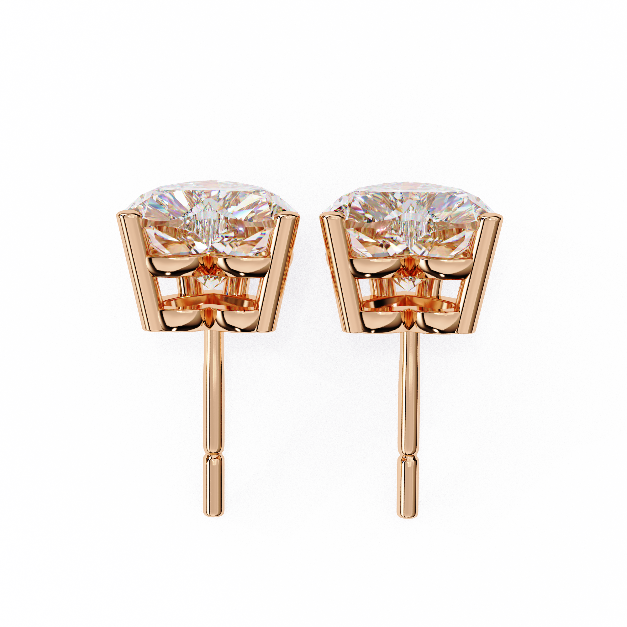 2.5 ct Heart studs - 4 prong setting