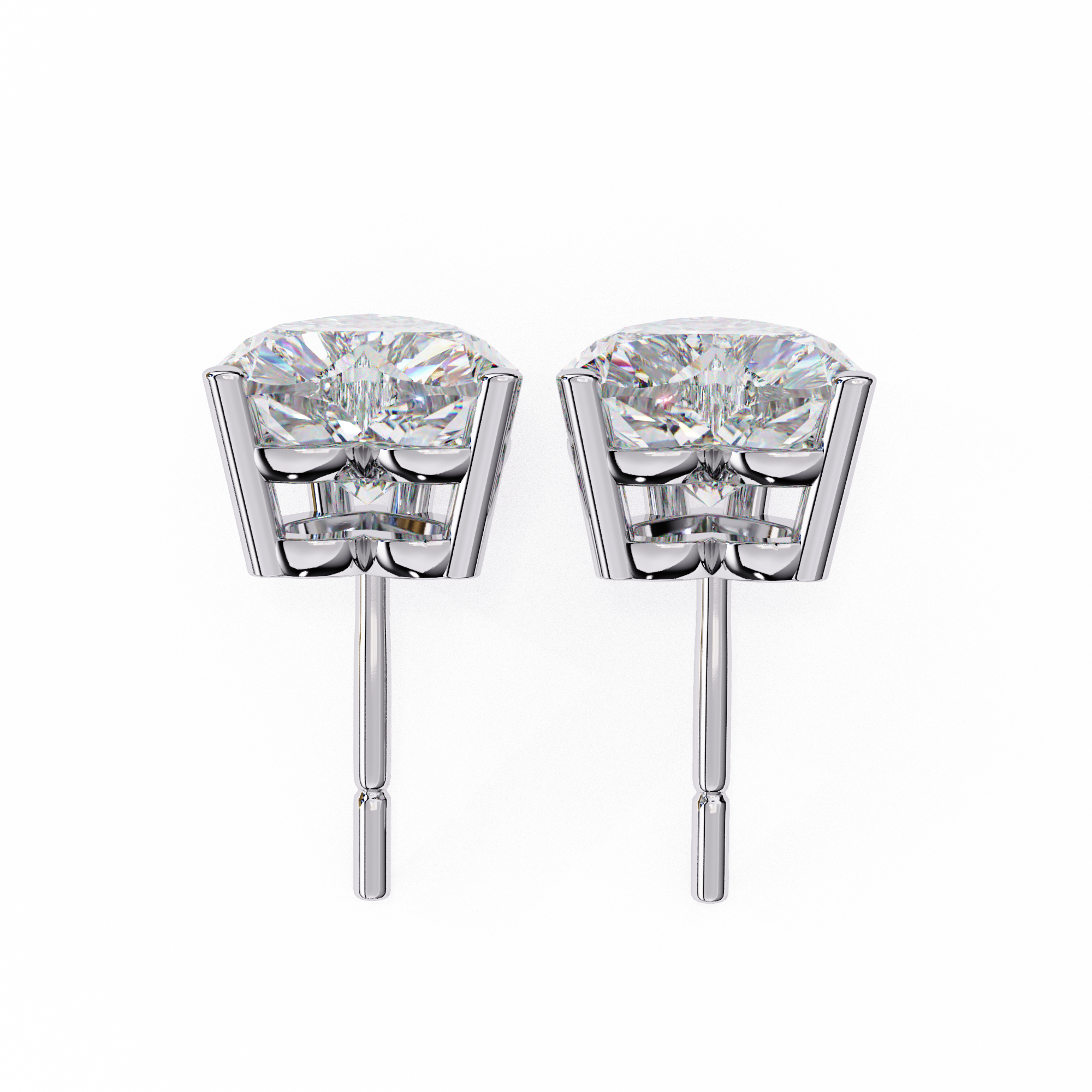 2.5 ct Heart studs - 4 prong setting