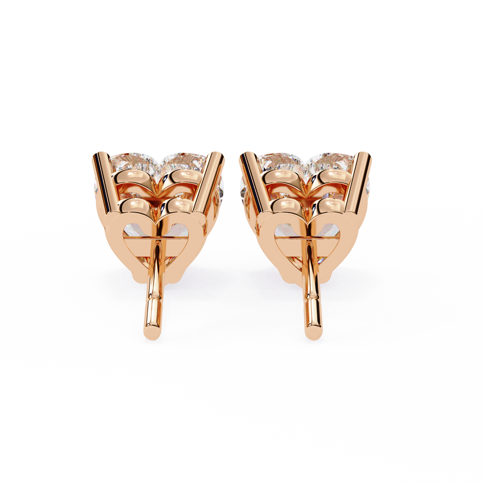 2.5 ct Heart studs - 4 prong setting