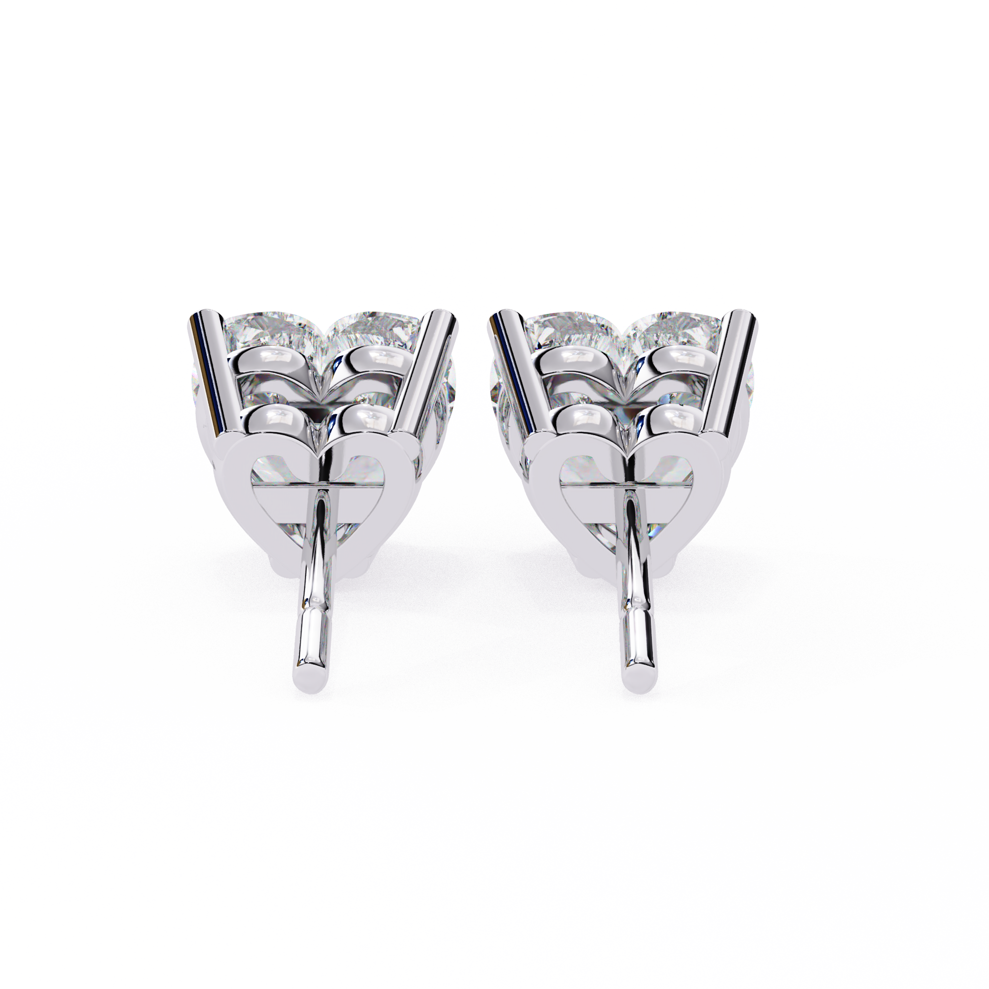 2.5 ct Heart studs - 4 prong setting