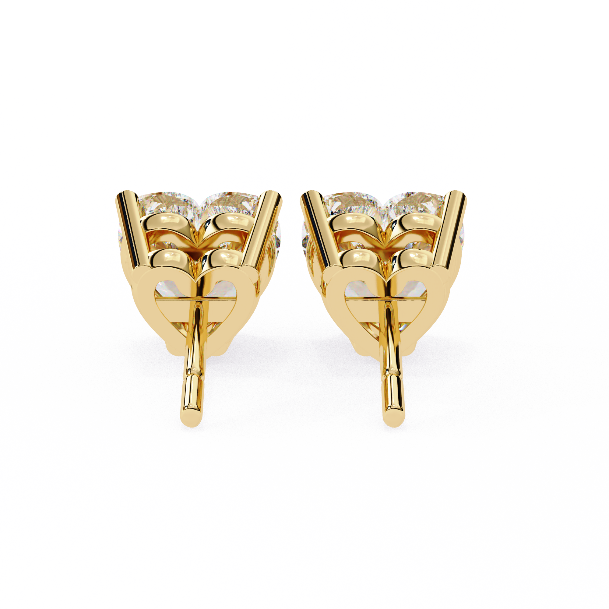2.5 ct Heart studs - 4 prong setting