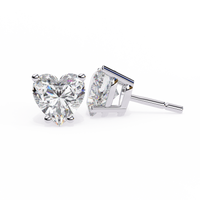 2.5 ct Heart studs - 4 prong setting