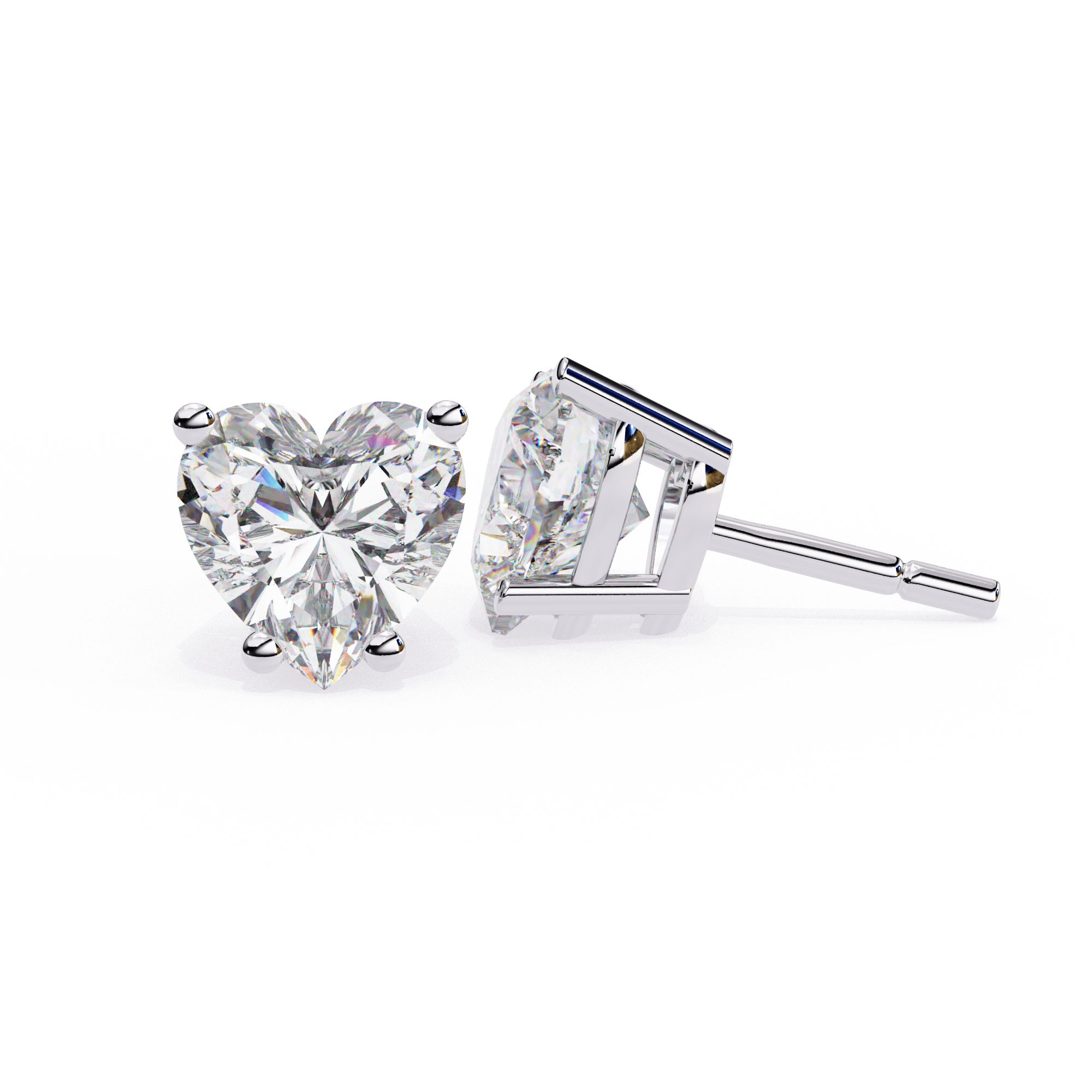 2.5 ct Heart studs - 4 prong setting