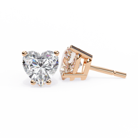 2.5 ct Heart studs - 4 prong setting