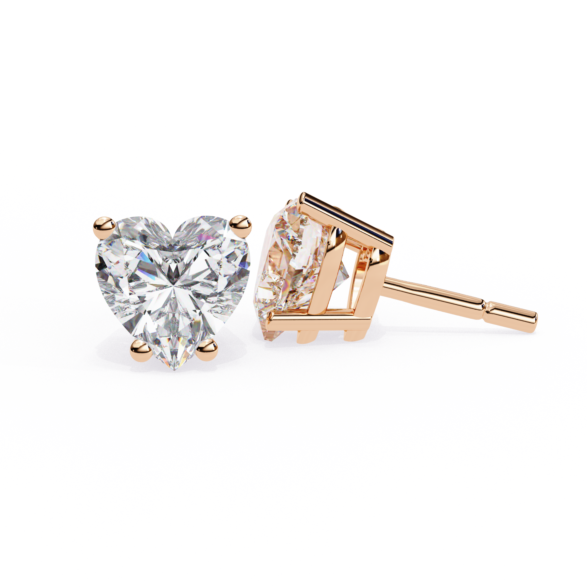 2.5 ct Heart studs - 4 prong setting