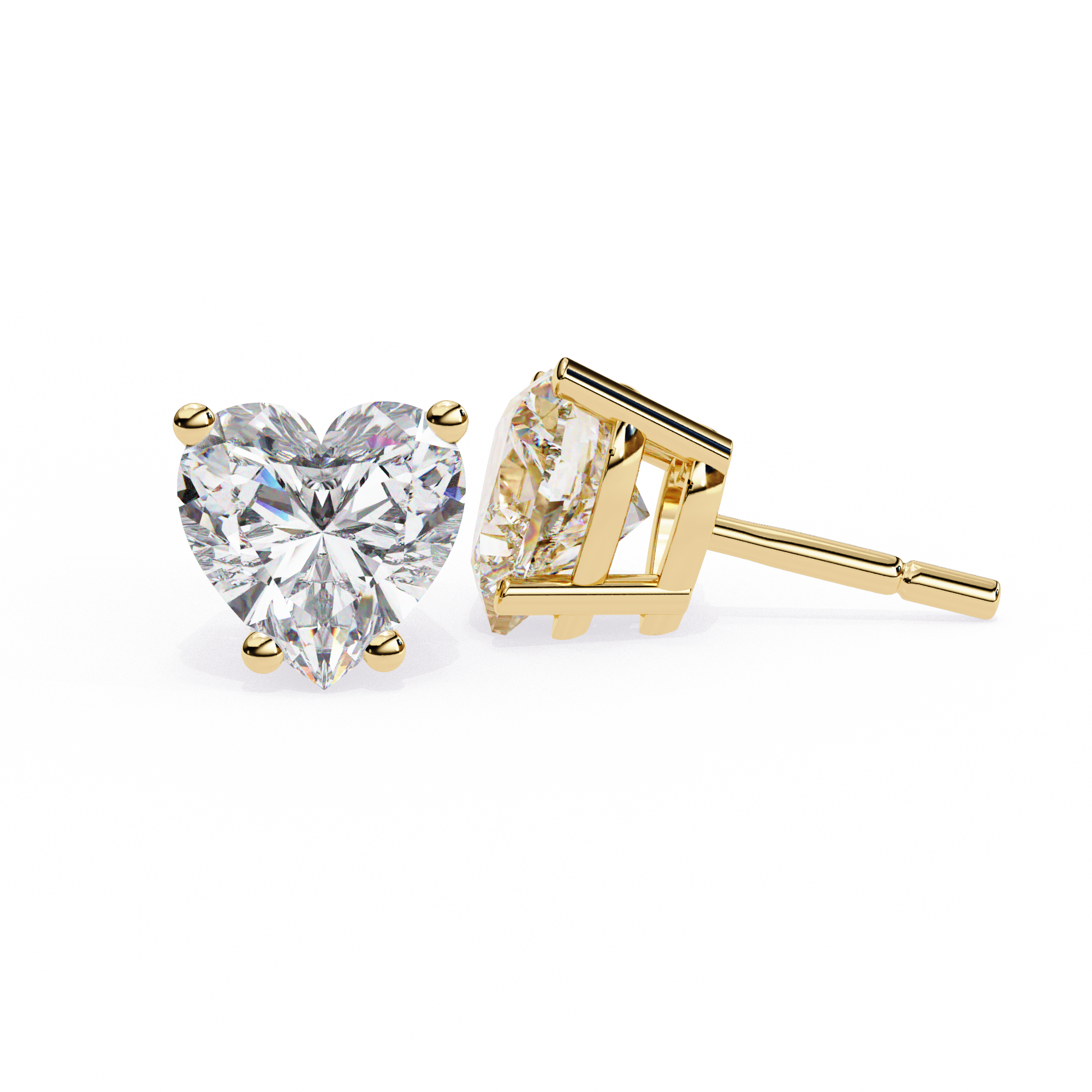 2.5 ct Heart studs - 4 prong setting