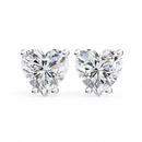 2.5 ct Heart studs - 4 prong setting