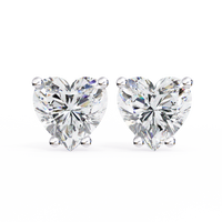 2.5 ct Heart studs - 4 prong setting