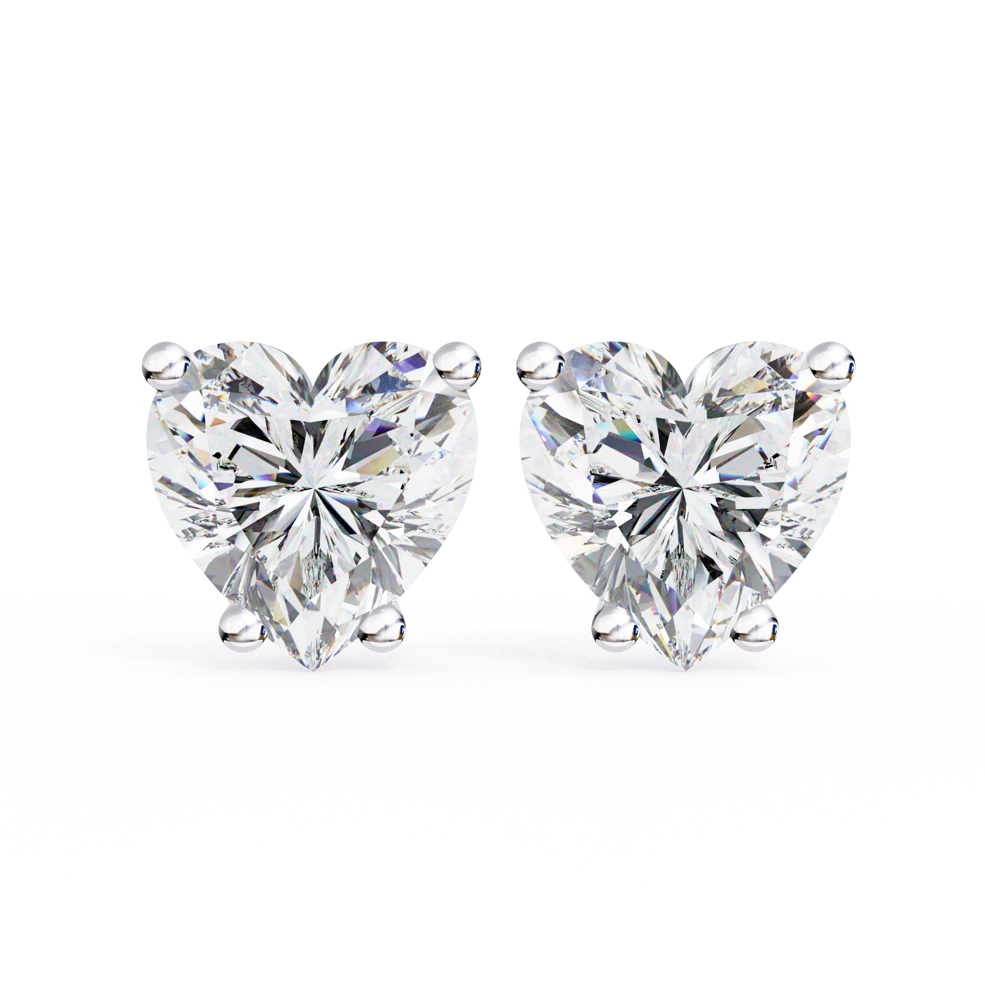 2.5 ct Heart studs - 4 prong setting