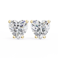 2.5 ct Heart studs - 4 prong setting