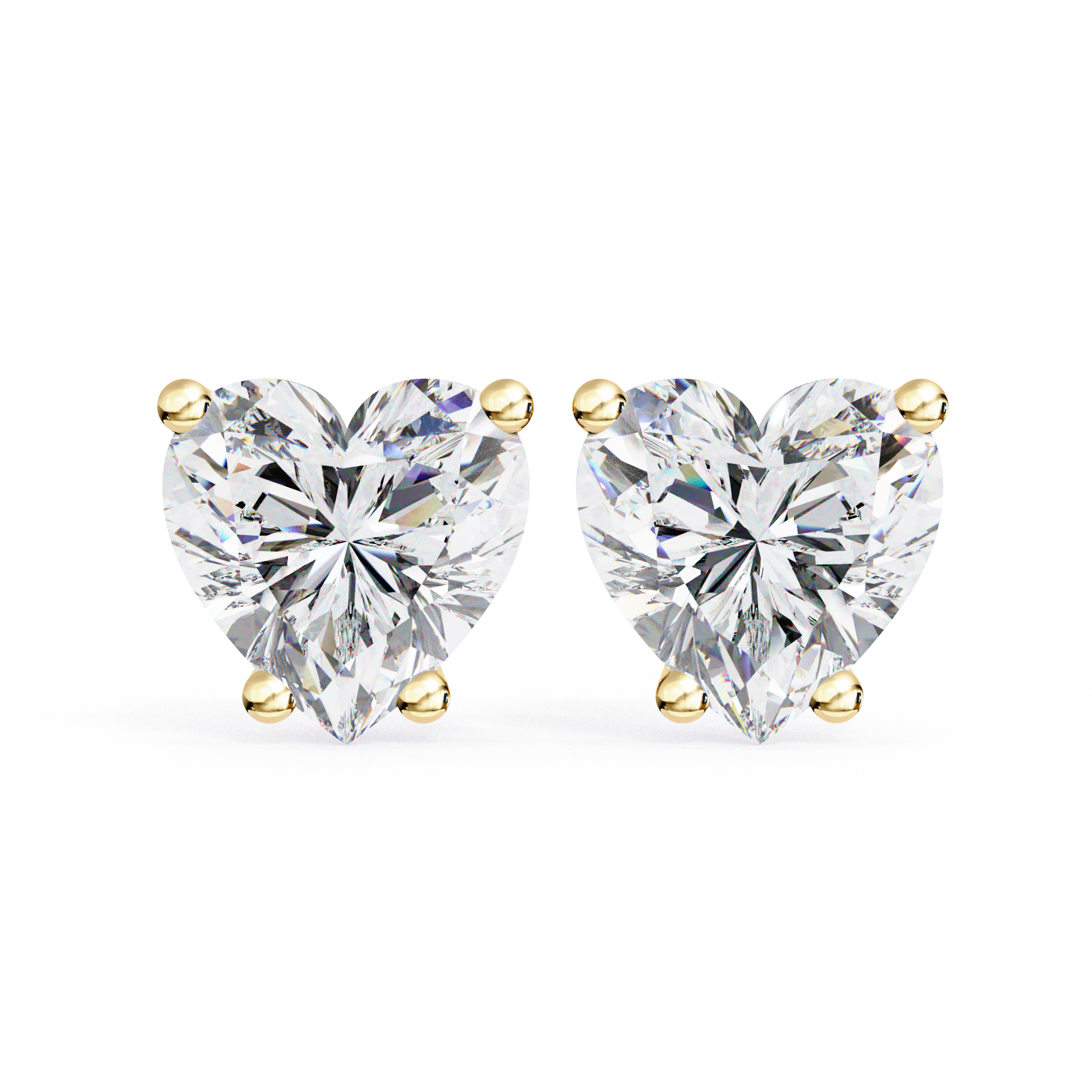 2.5 ct Heart studs - 4 prong setting