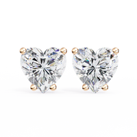 2.5 ct Heart studs - 4 prong setting