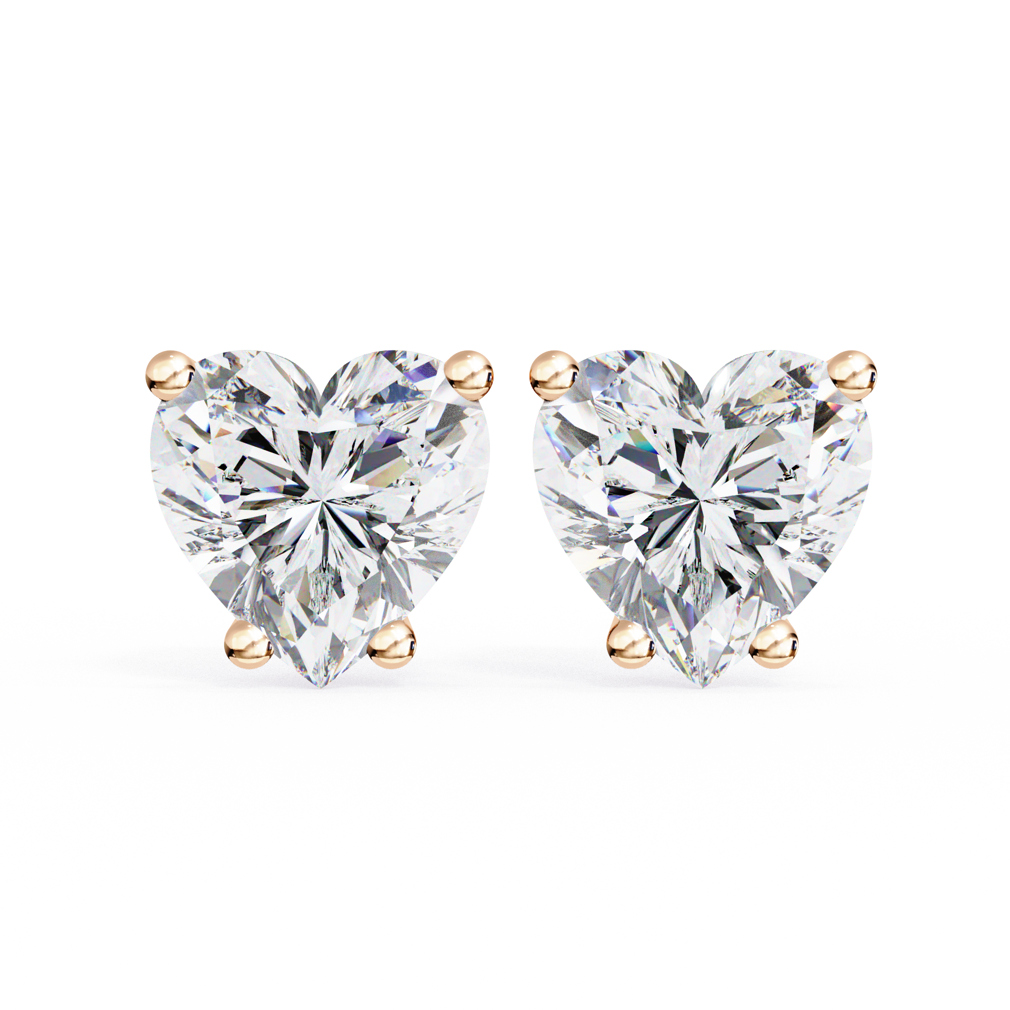 2.5 ct Heart studs - 4 prong setting