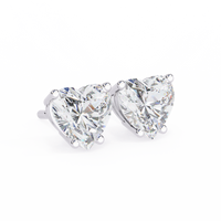 2.5 ct Heart studs - 4 prong setting
