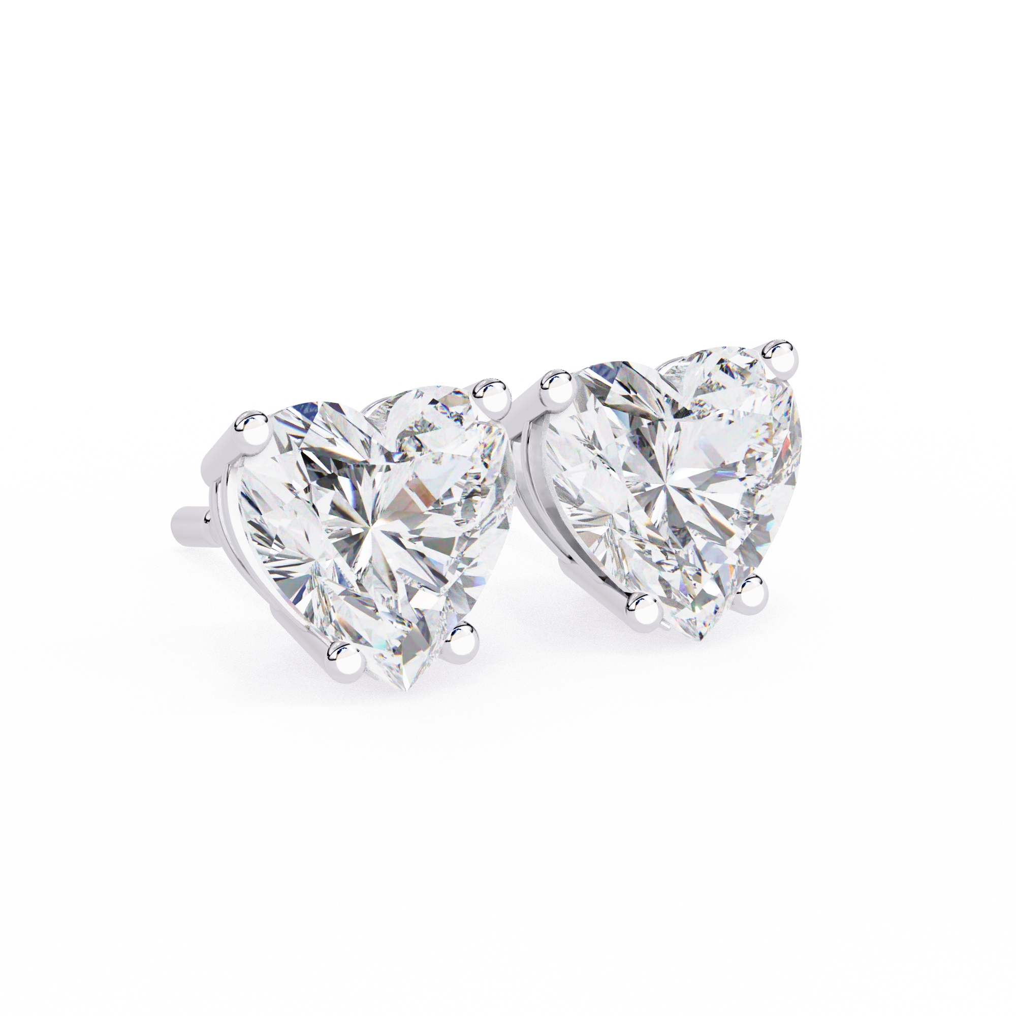 2.5 ct Heart studs - 4 prong setting