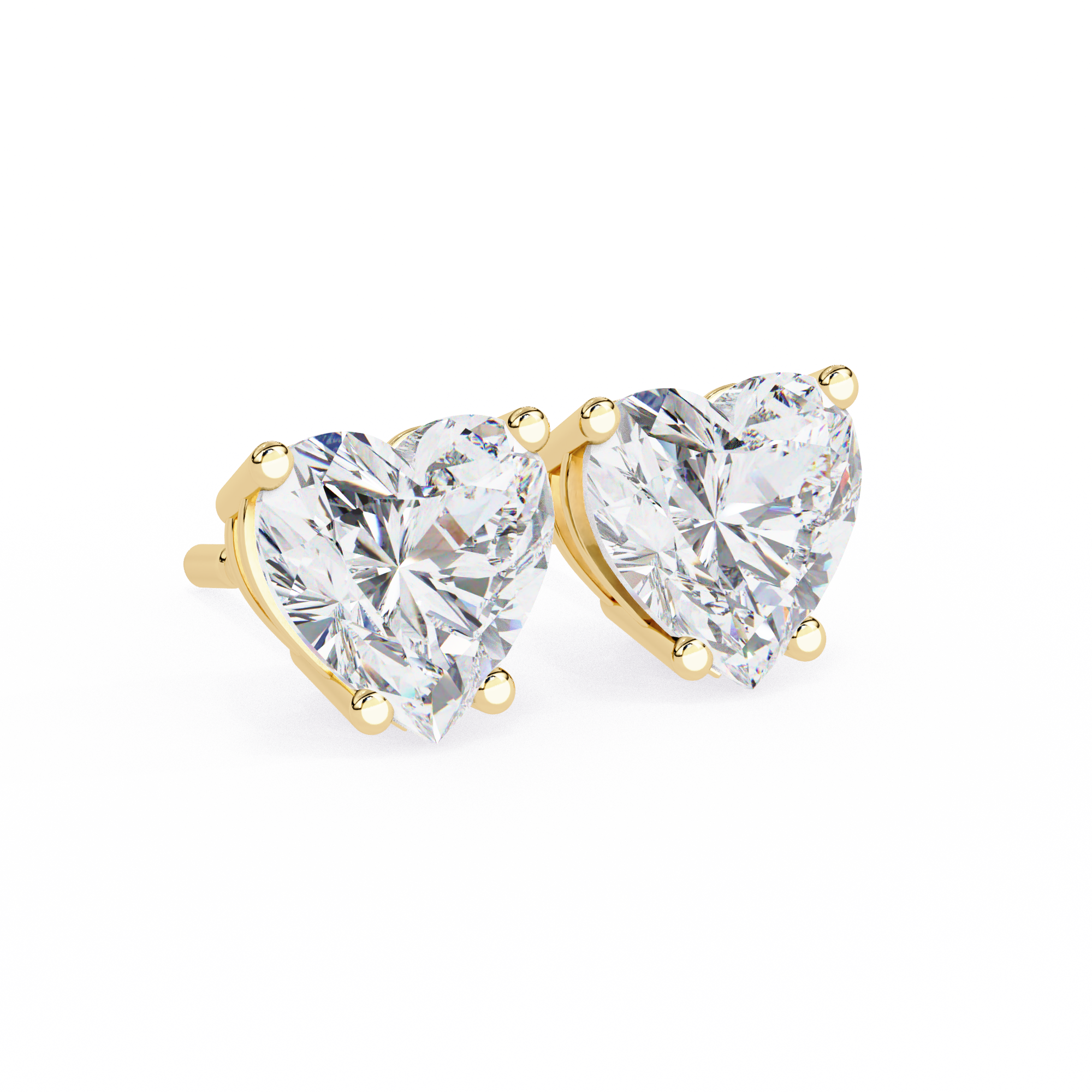 2.5 ct Heart studs - 4 prong setting