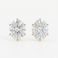 Oval solitaire studs - Lotus setting