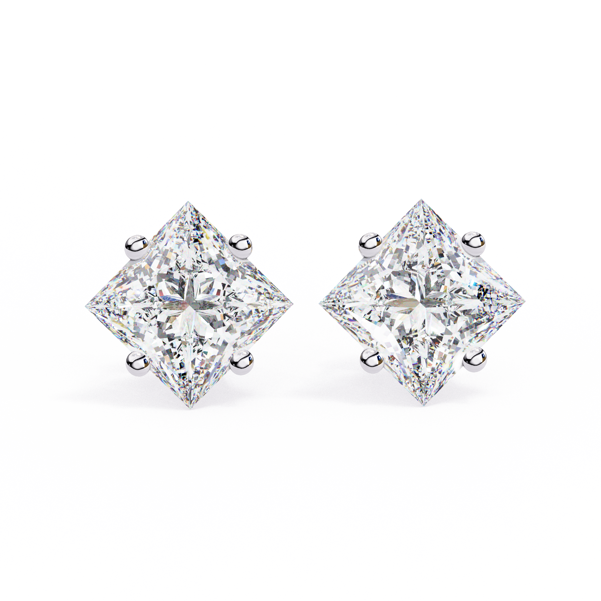 2.5 ct Princess studs - Basket setting