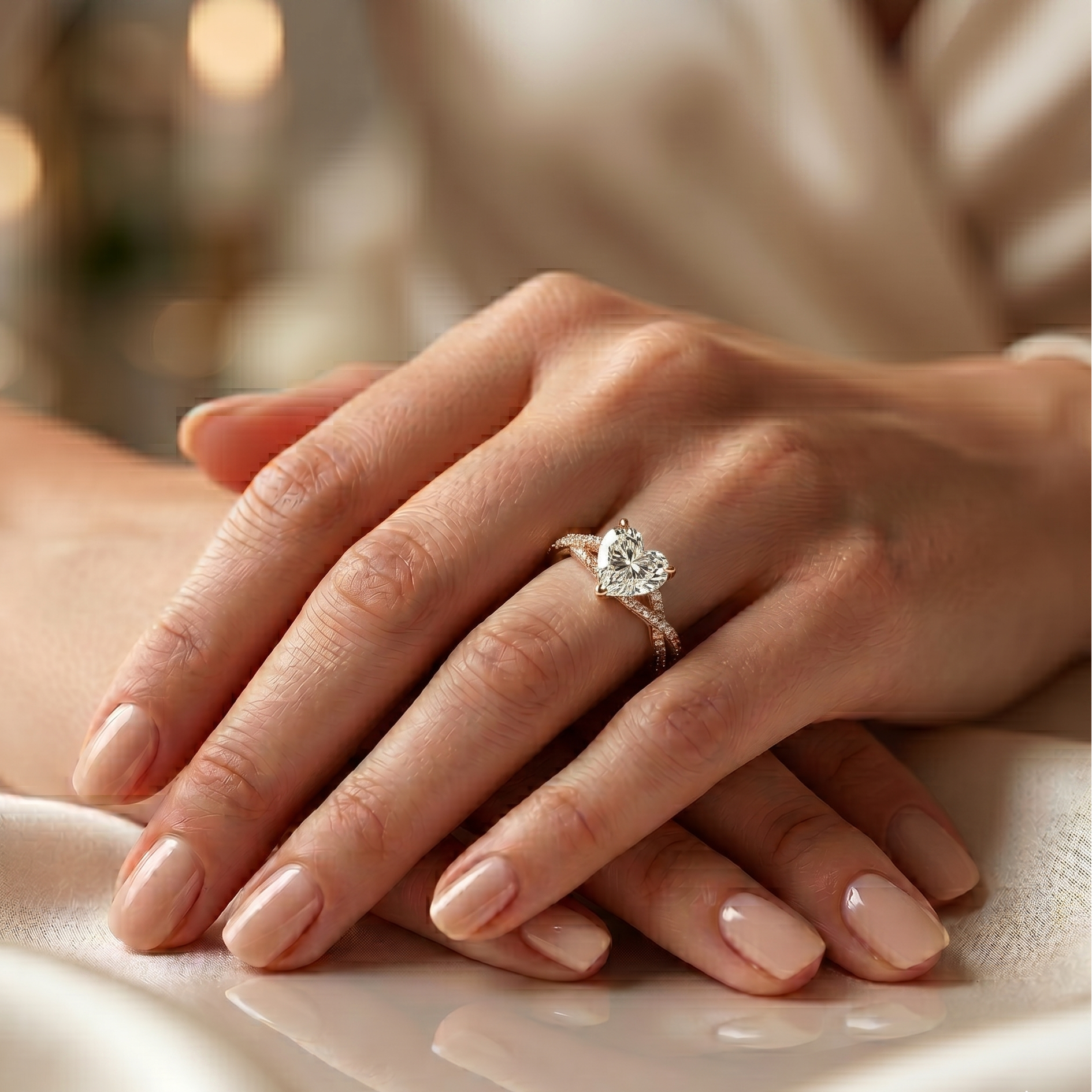 Twist Solitaire Ring - Heart 1ct