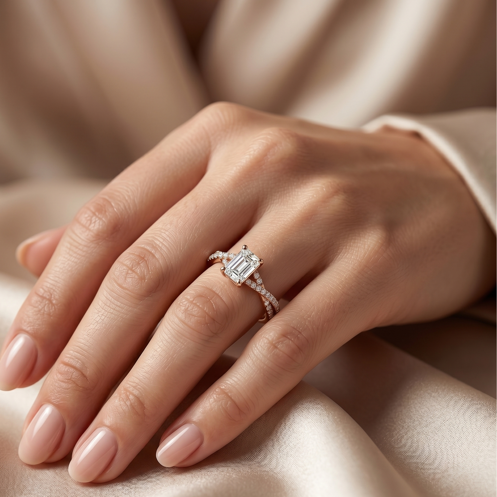 Twist Solitaire Ring - Emerald 1ct