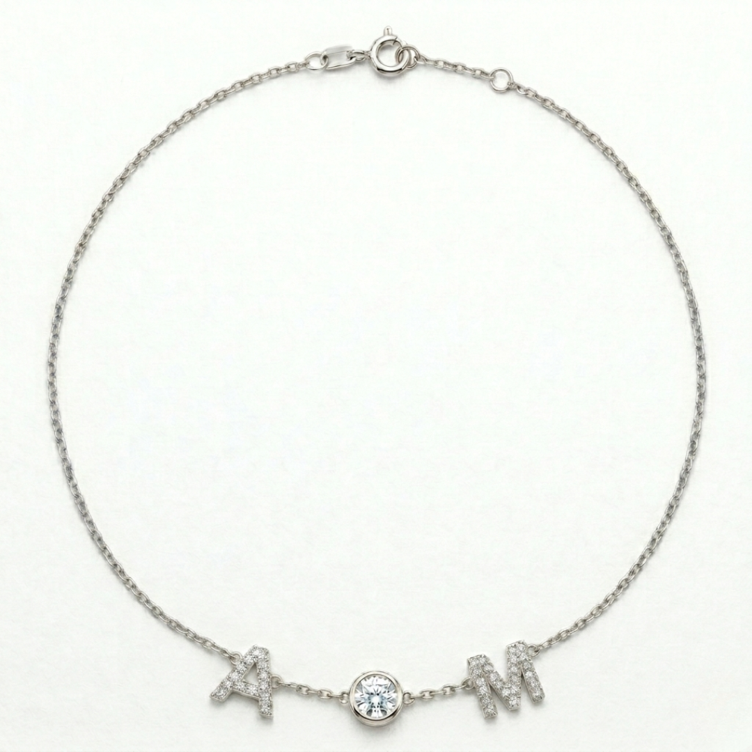 Dual Initial Diamond Bezel Necklace