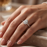 Pear Halo Ring - 1ct