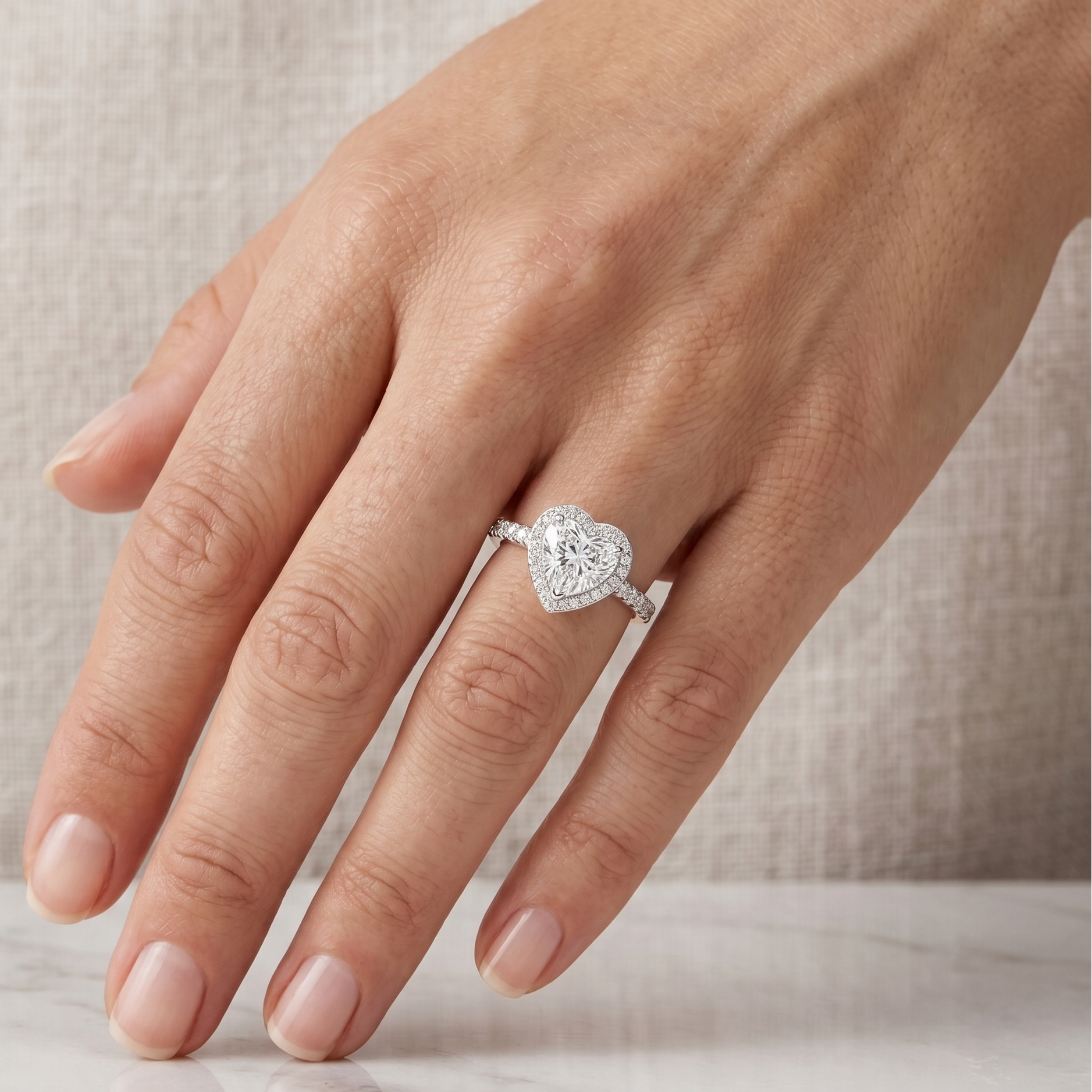 Heart Halo Ring - 1ct