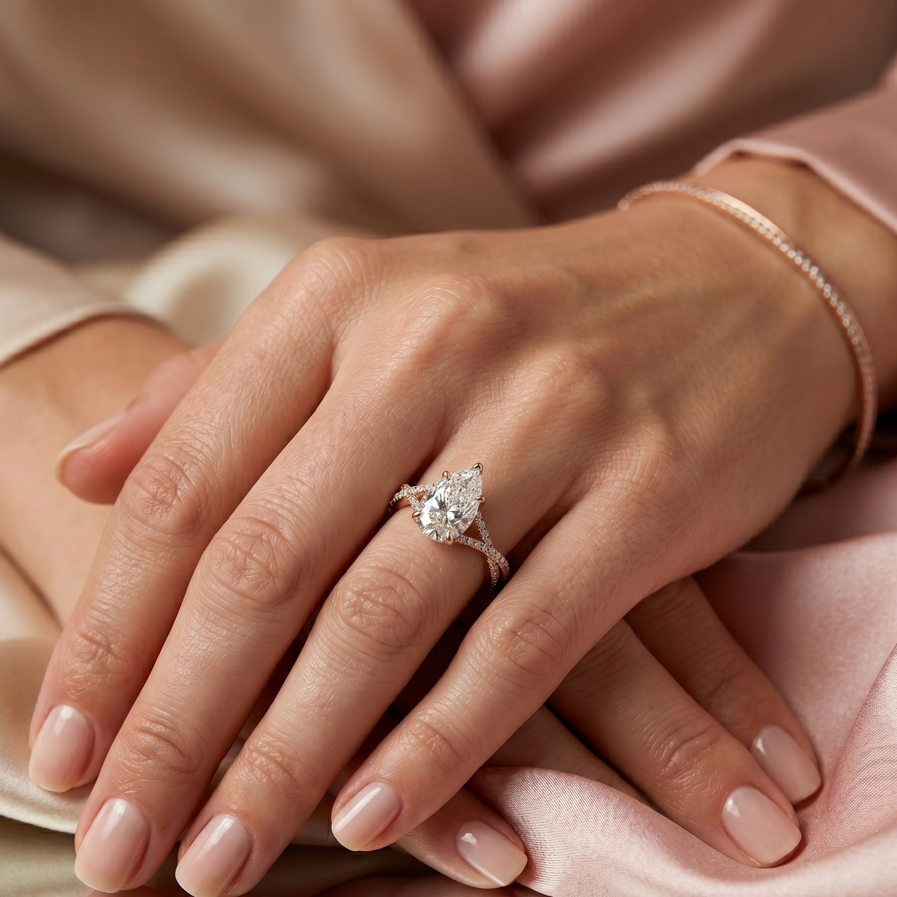 Twist Solitaire Ring - Pear 1ct