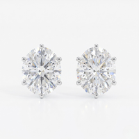 Oval solitaire studs - Lotus setting