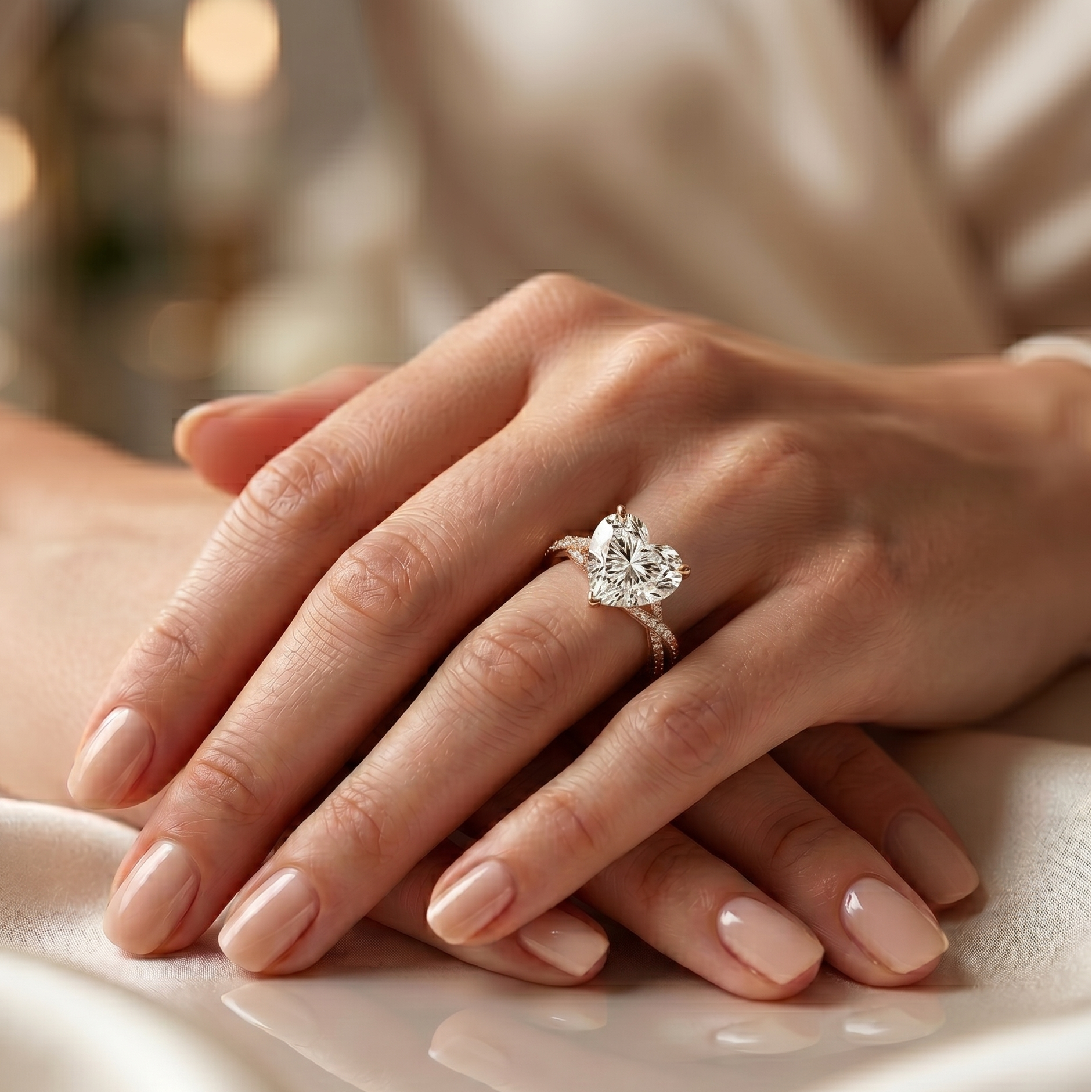 Twist Solitaire Ring - Heart 2ct