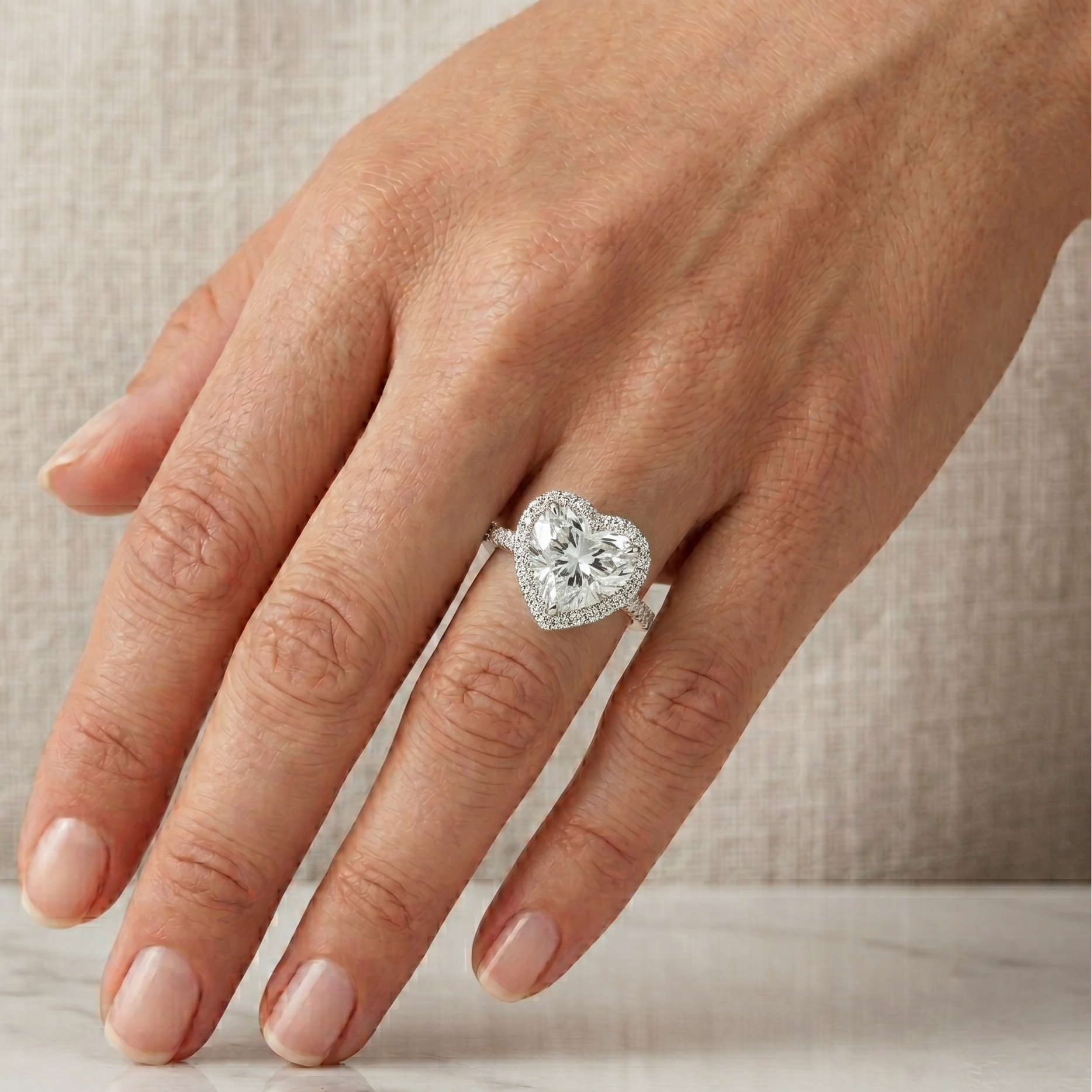 Heart Halo Ring - 2ct