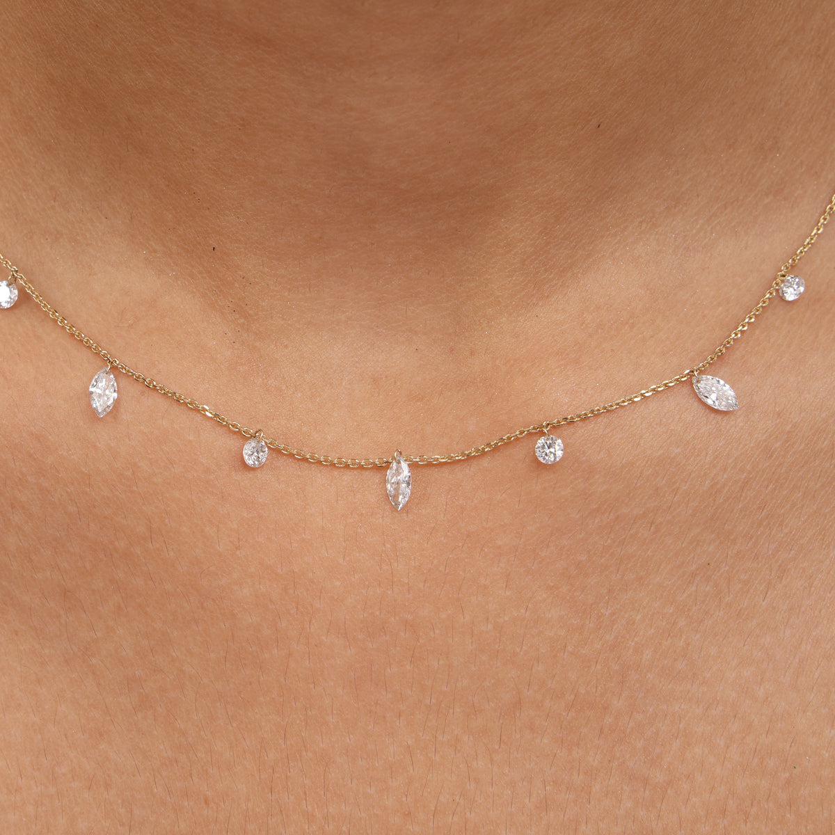 Marquise & Round Drilled Diamond Chain