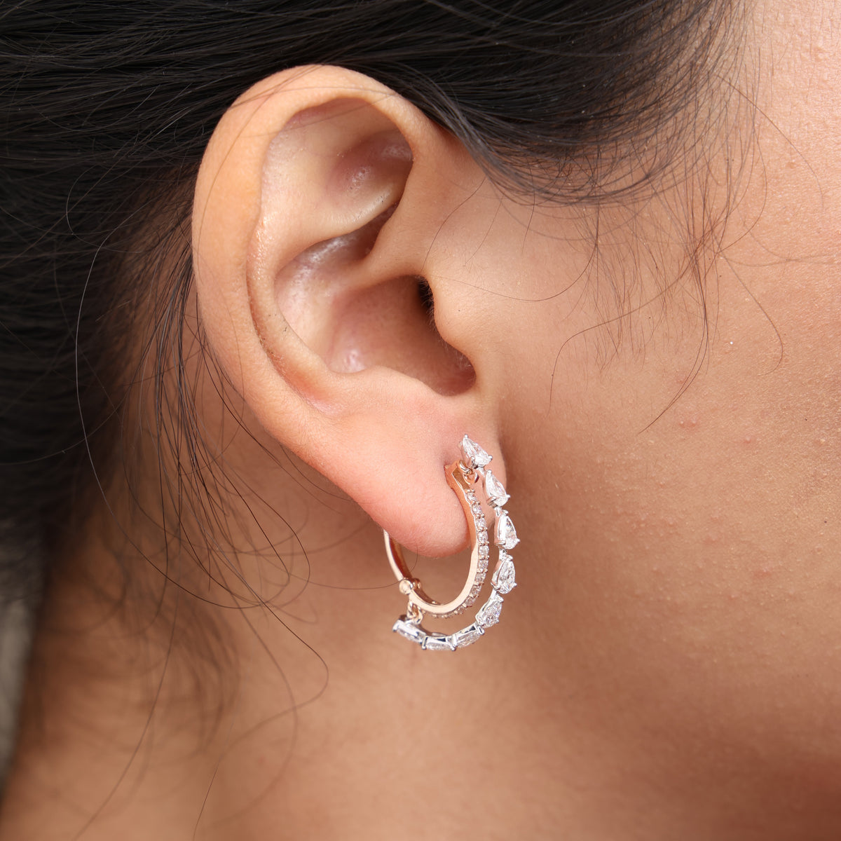 Elara Pear Diamond Hoops