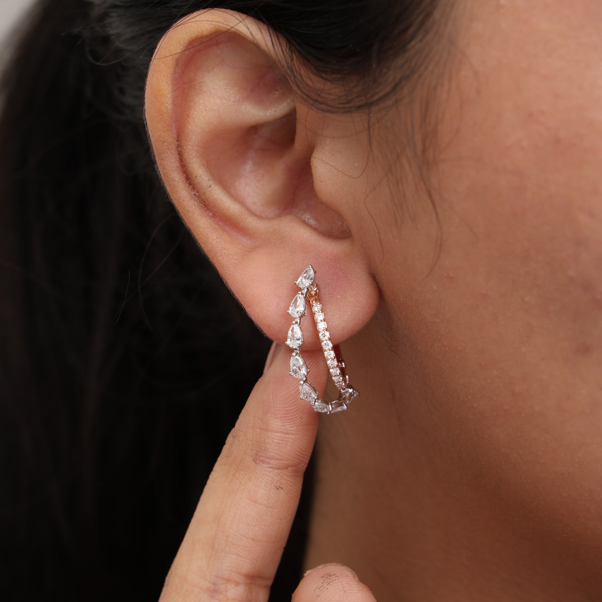 Elara Pear Diamond Hoops