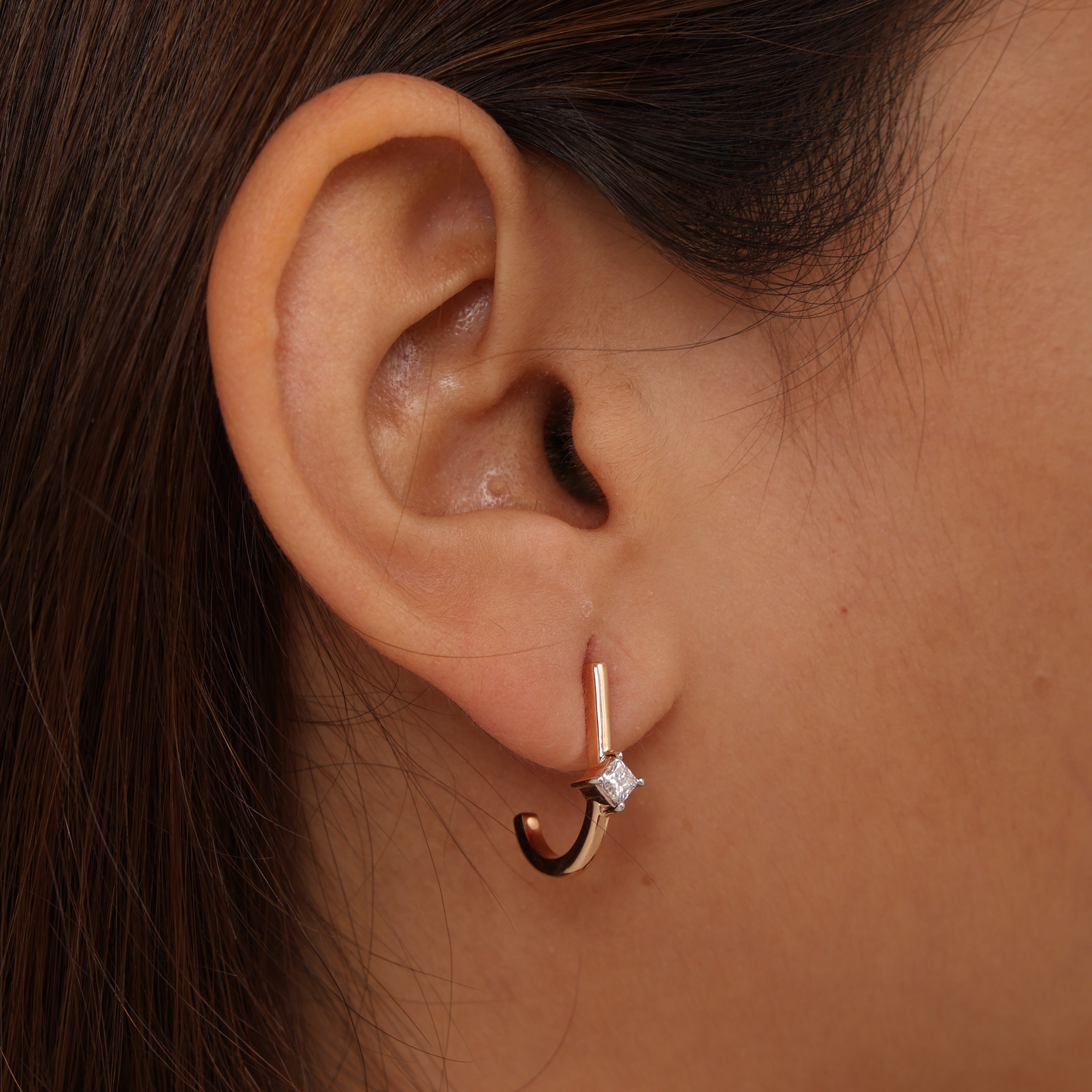 Solitaire Hoop Earrings