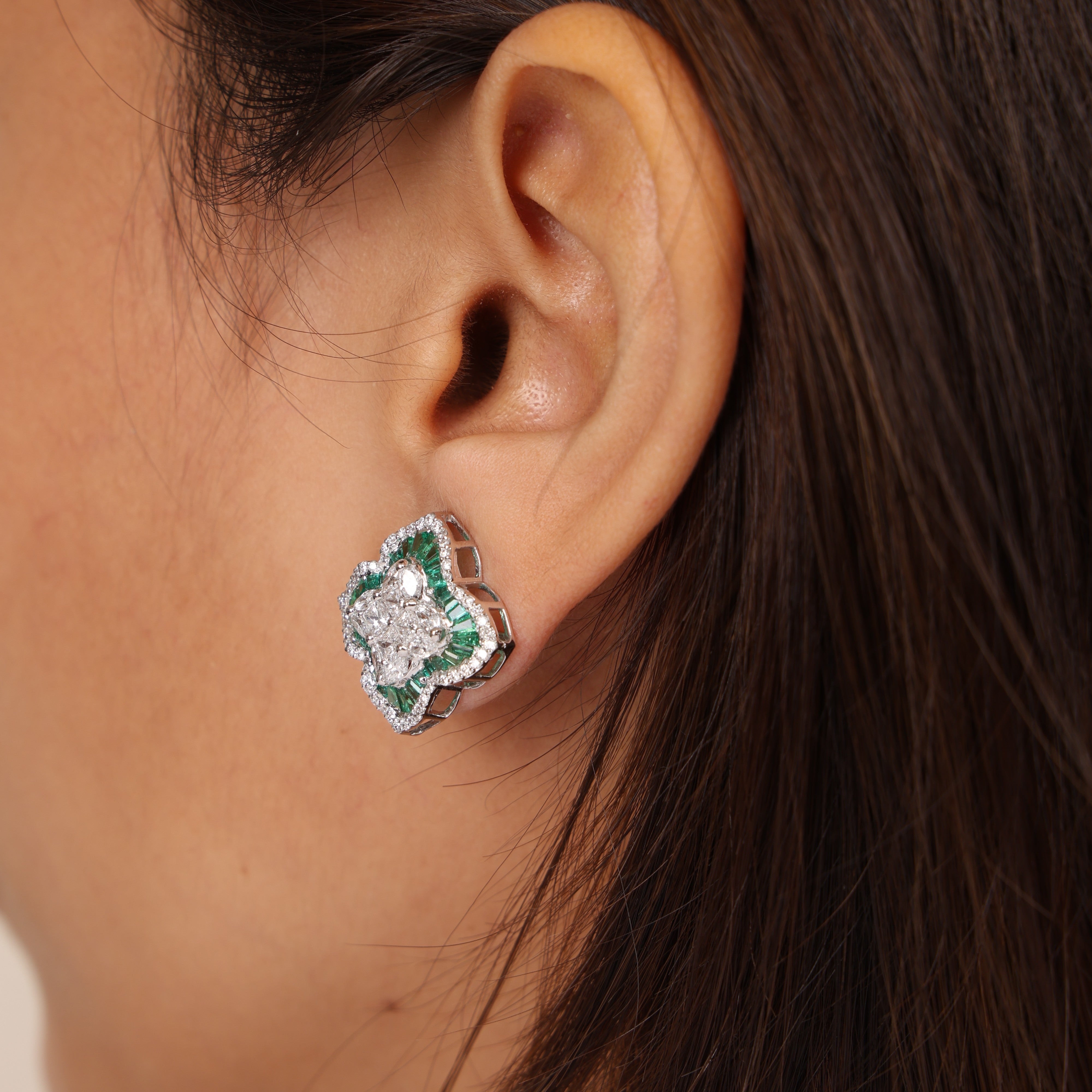 Emerald Clover Studs