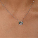 Double Halo Emerald Necklace