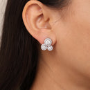 Triple Halo Round Stud Earrings