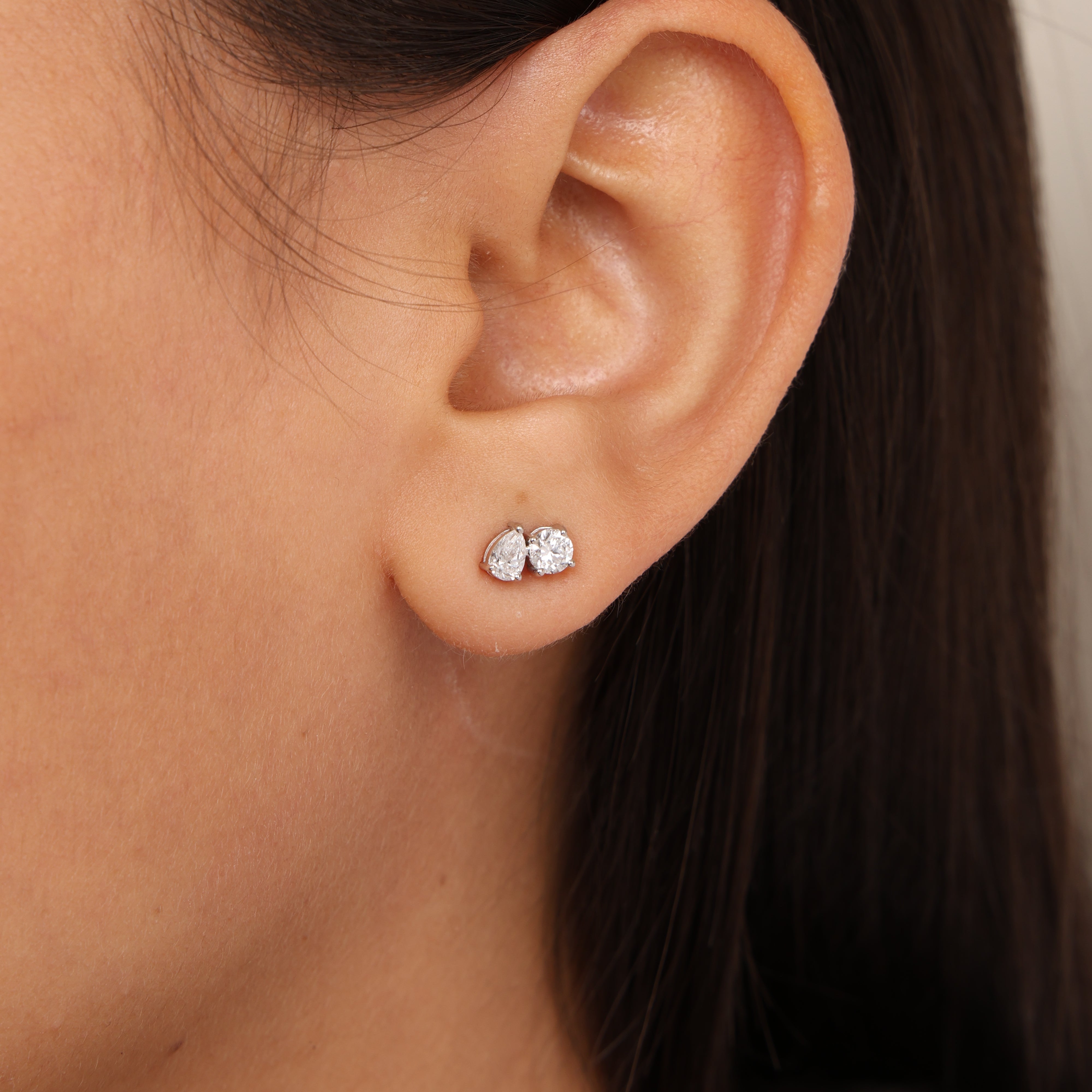 Toi et Moi Pear Round Studs