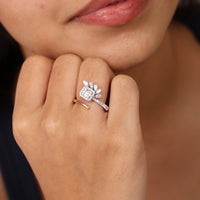 Leaf Emerald Cut Open Ring