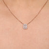 Emerald Cut Halo Necklace